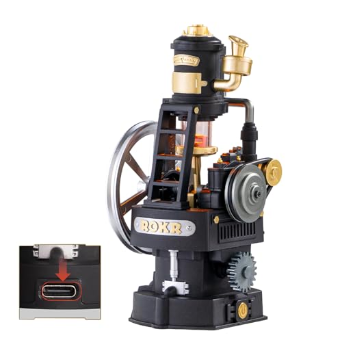 ROKR Industrial City Series 3D Puzzle Mechanical DIY Model Set with Light & Movement Thermo Engine（CGM03）-DIY Educational STEM Toy for Adults & Teens, Retro Industrial Decor