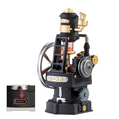 ROKR Industrial City Series 3D Puzzle Mechanical DIY Model Set with Light & Movement Thermo Engine（CGM03）-DIY Educational STEM Toy for Adults & Teens, Retro Industrial Decor