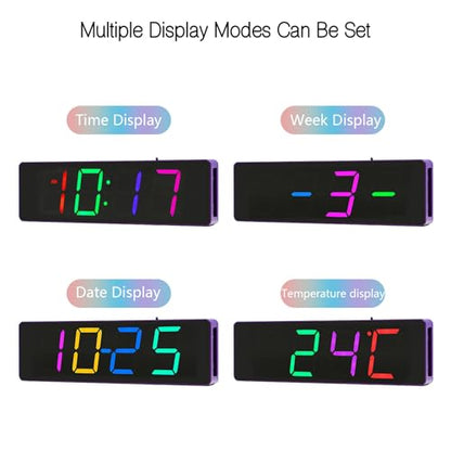 EIELE Soldering Practice Kit 4-Digit RGB Colour LED Digital Clock Kit with colourful case Suitable for students and beginners to solder and learn Adult Electronic Soldering Projects (purple case) - color: Purple Case