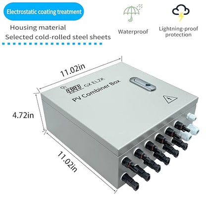 Hardcover Solar Combiner Box with 6 Strings, 80 A Circuit Breakers. This pv Combiner Box is Suitable for Off-Grid Solar Power High-Power Version - size: 6 string 80A