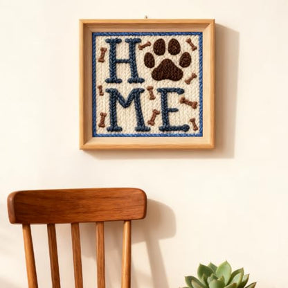 INFUNLY Punch Needle Kit for Adults Beginner Dog Home Punch Needle Kits with Fabrics Floss Instruction Pet Paw Needlepoint Embroidery Kits for Craft Lovers and Home Decor - style: Home Word