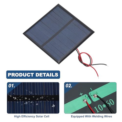 MECCANIXITY 2 Pcs 5.5V 0.55W 100mA Mini Solar Panels, Small Polycrystalline Solar Cell Panel with 2 Cable for DIY Electric Toy Materials Kits Charger, 70mm x 70mm - style: 5.5V 0.55W 100mA