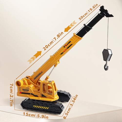 Metal ABS Crane Toy, Diecast Construction Vehicle with Movable Boom and Hook, Construction Toy Truck for Kids Boys Age 3+ Christmas Birthday Gift - color: Crane 989m