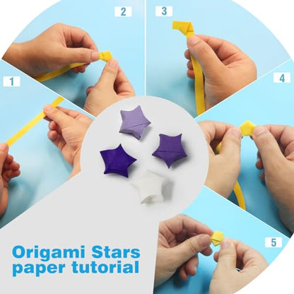 FoDau770 Solid Color Star Paper Strips - 1080 Sheet, Purple Series - color: Solid Purple Series