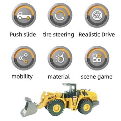 Bulldozer Toys for Boys Heavy-Duty Metal Loader Vehicle Sand/Beach Toy with Functional Arm and Bucket,Realistic Perfect for Sandbox Indoor/Outdoor Play Die Cast Construction Model - style: Bulldozer model