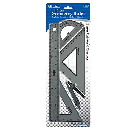 BAZIC Products 4-Piece Geometry Set with Compass, 144-Case - size: 144-Pack