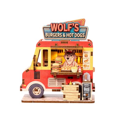 3D Puzzle Fridge Magnet,Decorative Refrigerator Magnet with LED Light - size: Wolf's Burger Shop