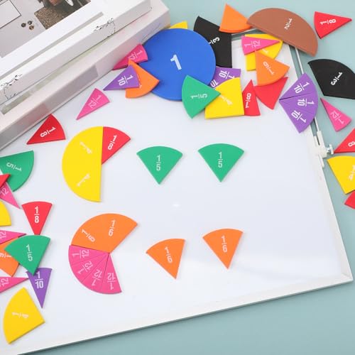 Sayglossy 15 Sets Fraction Circles Fraction Manipulatives for Preschool Elementary School Educational Math Learning Manipulatives for Teacher Bulk with Storage Box - style: Circles