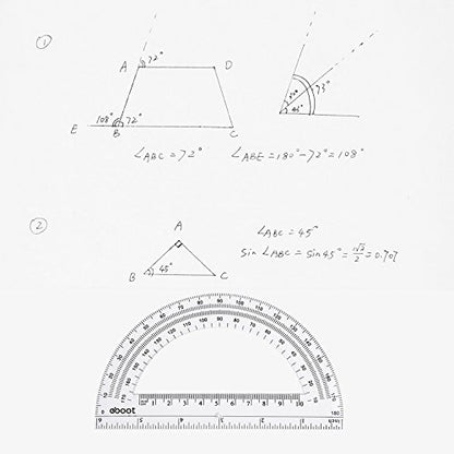 EBOOT Plastic Protractor Math Protractors 180 Degrees, 6 Inch, Pack of 2 (Clear) - color: Clear