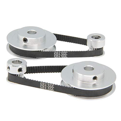 2PCS Set GT2 Synchronous Wheel 20&60 Teeth 8mm Bore Aluminum Timing Pulleys with 2PCS Length 200mm Width 6mm Belt (20-60T-8B-6) - style: 20-60T-8B-6