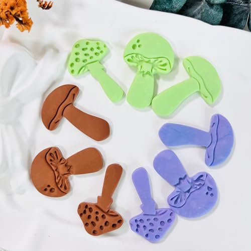 Xaekicr 3pcs Mushroom Clay Cutters – Polymer Clay Cutters for Earrings, Textured Clay Molds, Clay Tools for Polymer Clay Jewelry Making - color: 2N color