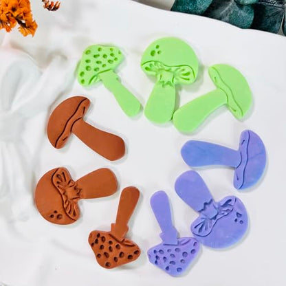 Xaekicr 3pcs Mushroom Clay Cutters – Polymer Clay Cutters for Earrings, Textured Clay Molds, Clay Tools for Polymer Clay Jewelry Making - color: 2N color