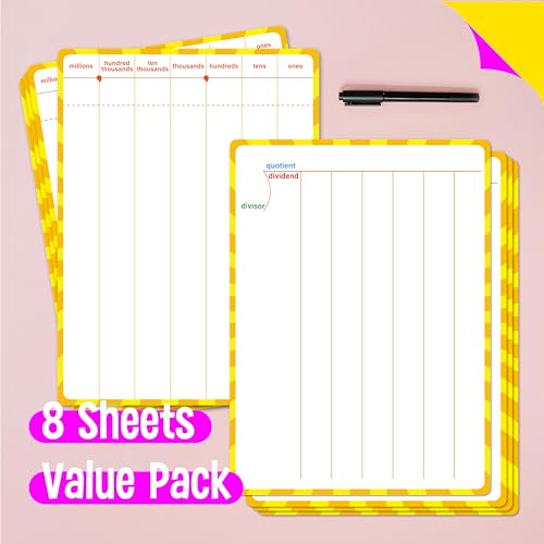 8 Packs Division Whiteboards, Double Sided Dry Erase Board Writable and Erasable Math Learning White Board for Kids, Students, Classroom and Home (Each Measures 12” x 9”) - color: Division Whiteboards