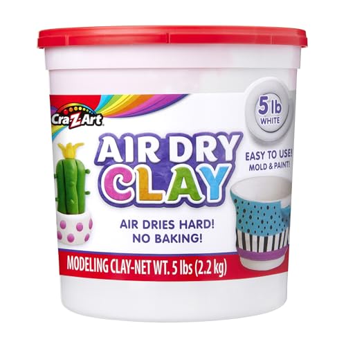 Cra-Z-Art Air Dry Clay - 5lb Bucket Natural White Modeling Clay, Perfect for Sculpting, School Projects, Bulk Class Supplies for Teachers, Day Cares, Camps, Essential for School
