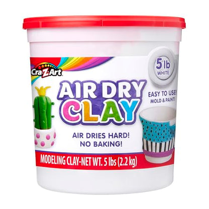 Cra-Z-Art Air Dry Clay - 5lb Bucket Natural White Modeling Clay, Perfect for Sculpting, School Projects, Bulk Class Supplies for Teachers, Day Cares, Camps, Essential for School