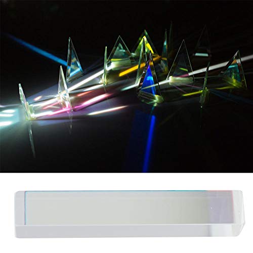 Optical Glass Triangular Prism K9 Crystal Rainbow Maker for Physics Education, Light Spectrum, Photo Photography, Decoration, Teaching Tool Gift (15x15x87mm)