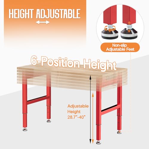 SPECRAFT Red Adjustable Heavy-Duty Workbench - color: Red, size: Standard/44"x20"