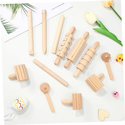 Garneck 12pcs Wooden Clay Sculpting Tools Set for Kids