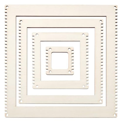 BENECREAT 4 Sizes Wooden Weaving Loom Kit, 2/4/5.9/7.8 inch Square DIY Weaving Loom DIY Weaving Art Tapestry Loom for Hanging Decor Woven Tapestry Knitted Crafts Making, 4.5mm Thick - size: 4 Sizes