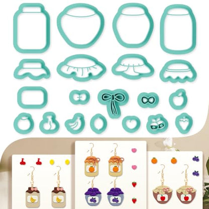 20Pcs Food Jars Polymer Clay Cutters Fruits Clay Earrings Cutters Polymer Jewelry Cutter for Earrings Making Birthday Party DIY Supplies - style: Food cans