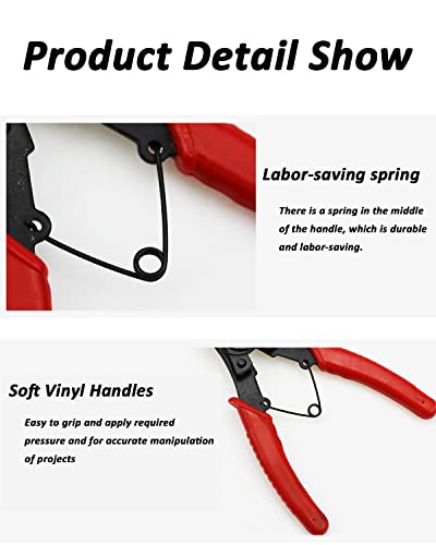Snap Ring Pliers, Hosrnovo 4 In 1 C Clips Removal Retaining Set for Automotive and Engine Repair, Interchangeable Jaw Head 45 90 and 180 Degree Angled Jaws