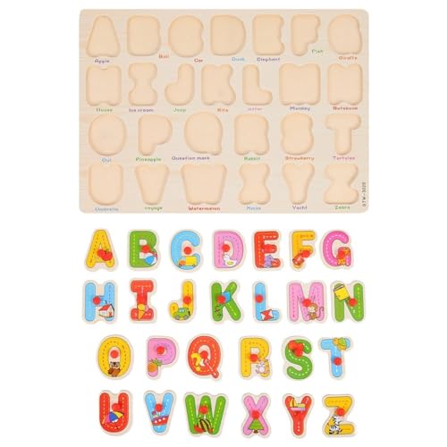 Alphabet Puzzle Wooden Puzzles for Toddlers 3+ Year Old, ABC Puzzle Shape Alphabet Learning Puzzles Toys with Puzzle Board & Letter Blocks, Preschool Education Kit for Girls and Boys - style: Alphabet