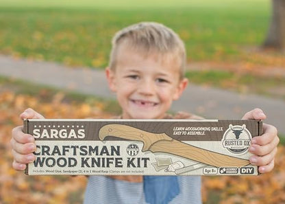 Wooden Knife Making Kit for Kids, Teens & Adults – Fun DIY Woodworking Craft Gift | Hardwood Blade with Handles, Sandpaper & Glue Included | Made in USA