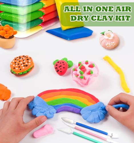 Air Dry Clay 100 Colors Foam Clay Non-Sticky Soft Air Dry Foam Clay, Moldable Super Light Clay with Sculpting Tools, Guide, Perfect for Arts, Crafts - color: 100 Colors