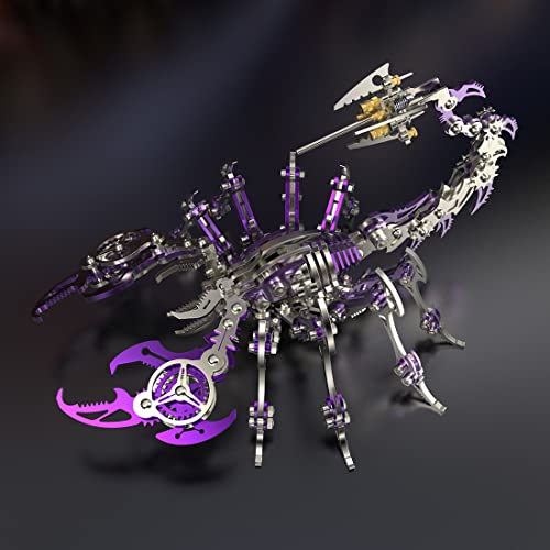 Purple 3D Metal Puzzle for Adults Scorpion, DIY Colorful 3D Metal Model Kits to Build with Tool, 3D Desktop Model Kits Building Toys for Adults/Teens - style: D