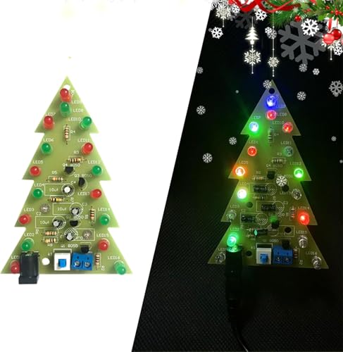 16 Lamp Christmas Tree SMT Soldering Practice Board Kit DIY Electronics Kit Welding Practice Kit for aged 14+ STEM Beginners