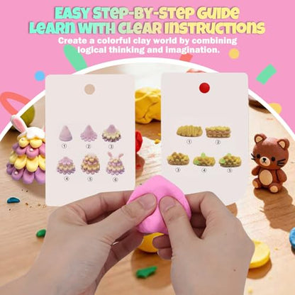 Air Dry Clay Kit for Kids – 12 Pcs, 4 Colors, Non-Toxic Craft Gift