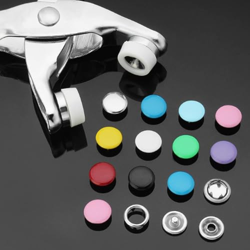 MIFOLEU Colorful Solid Snap Button Kit, Snaps for Fabric with Tool (800PCS) - color: 200 Sets/Colorful/Solid-9.5mm