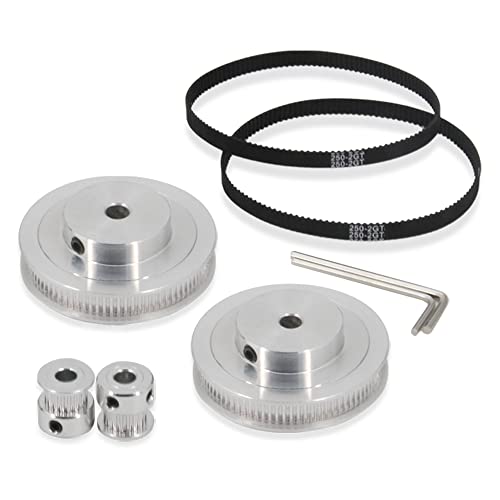 2PCS Set GT2 Synchronous Wheel 20&80 Teeth 6mm Bore Aluminum Timing Pulleys with 2PCS Length 250mm Width 6mm Belt (20-80T-6B-6) - style: 20-80T-6B-6