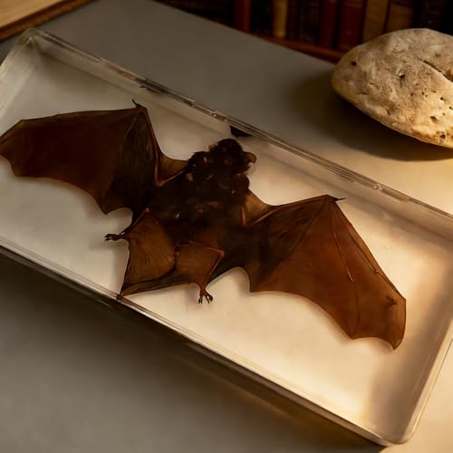 Bat Specimen,Resin Taxidermy Animal Specimens,Framed Bat Decoration for Educational Displays,Taxidermy Enthusiasts, Oddities Collectors,Science Education (5.5”×2.4“×1”) - size: 5.5”×2.4“×1”