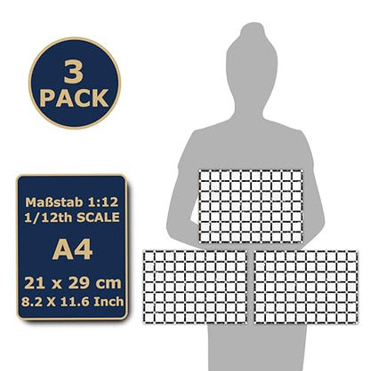 3 Sheets Self Adhesive Floor Tiles for Dollhouse 1:12 Scale (Chenonceau) - style: Chenonceau