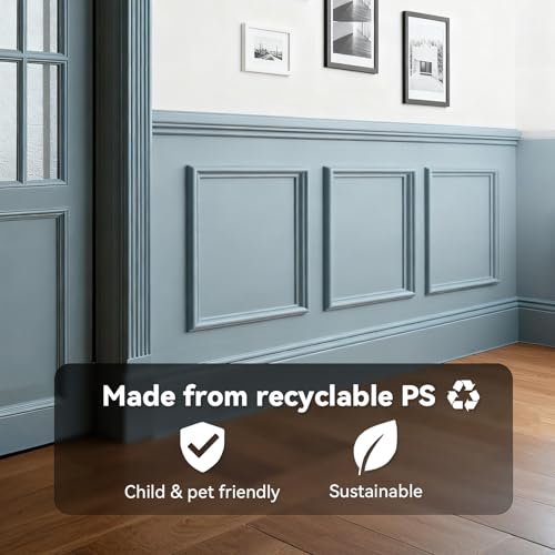 Upick Peel and Stick Wainscoting Pre-Cut Wall Molding Kit, 20"x20", 3-Frame - size: 20"W x 20"H