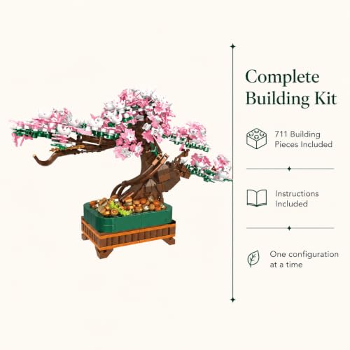 NEWABWN 3-in-1 Cherry Blossom Bonsai Tree Building Set, 711 Pieces - style: 3in1-Tree