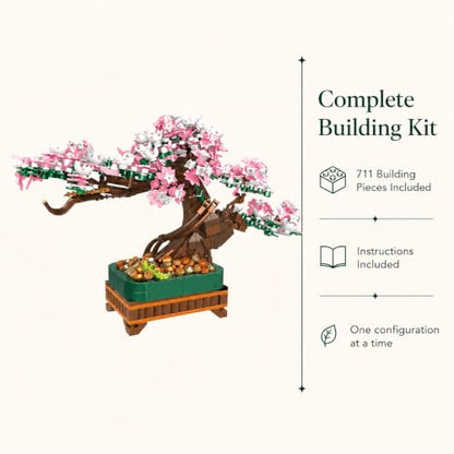 NEWABWN 3-in-1 Cherry Blossom Bonsai Tree Building Set, 711 Pieces - style: 3in1-Tree