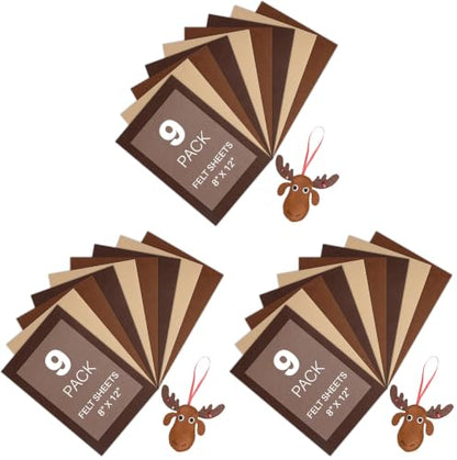 HTVRONT Felt Sheets - 9pcs Craft Supply Pack in Brown, Stiff & Thin Varieties, A4 Size Felt Fabric for Craft Projects (Pack of 3) - color: Brown, size: 8 X 12in (Pack of 3)