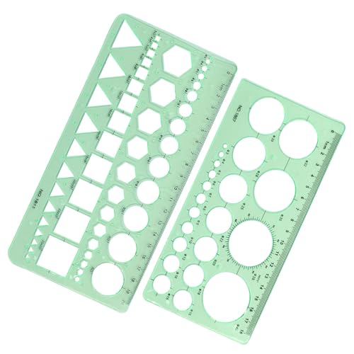 Circle Template, Clear Green Plastic, Style1, 2 PCS - style: Style1,2Pcs
