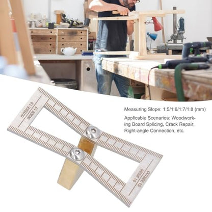 Marker with 1:5/1:6/1:7/1:8 Slopes - Brass and Stainless Steel Scribing Gauge for Woodworking Board Splicing and Right Angle Connections(With Scale) - size: With Scale