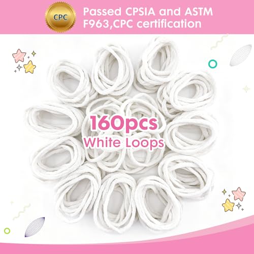 OYACH 7inch Cotton Weaving Potholder Loom Refill Loops,White 160pcs Dyeable - color: White 7" Cotton Loops