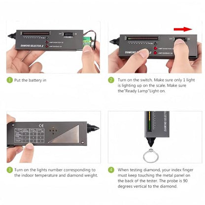 Professional Diamond Tester Pen – High Precision Jewelry Diamond Detector Tool, Portable Gemstone Identification Device for Jewelers and Beginners (Black, Batteries Not Included)