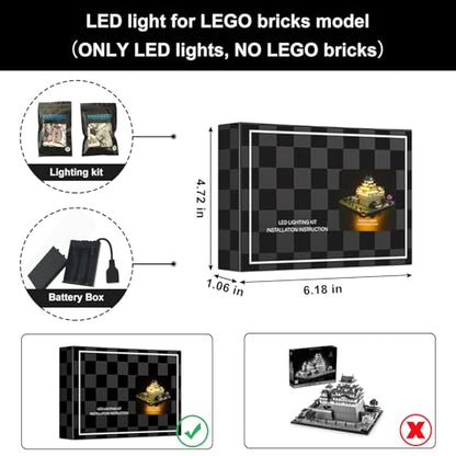 Vaodest LED Light for Lego Architecture 21060 Himeji Castle Set,Design and Configuration Compatible with Lego 21060 Model(LED Light Only, Not Building Block Kit) - style: 21060 Himeji Castle