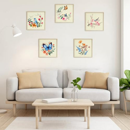 ERKOON 5 Sets Embroidery Kit for Beginners Adult Bird Flower Cross Stitch - color: Butterfly and Hummingbird