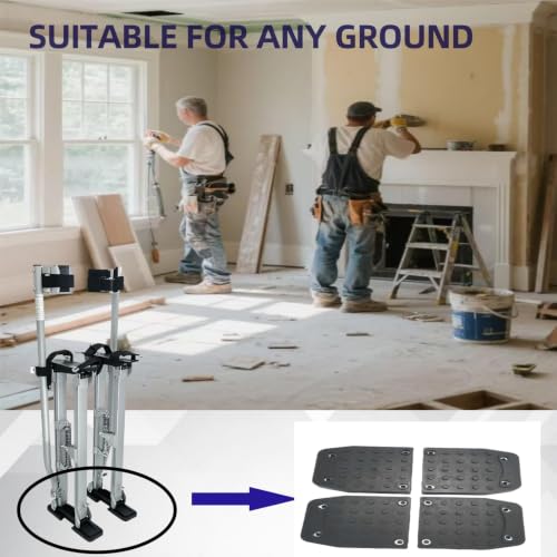 Drywall Stilt Sole Replacement Kit - 4Pcs Drywall Stilt Non-Slip Mats for Construction, Painting, Electrical Work Universal Anti-Slip Pads for All Stilts