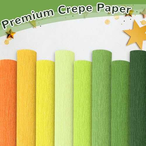 Crepe Paper Streamers 8 Rolls, 10 x 98Inch 8 Yellow&Green Colors - color: Yellow&Green