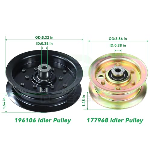 532196106 Idler Pulley with 532177968 Pulley for YTH22V46 Mowers - size: 1x196106+1x177968