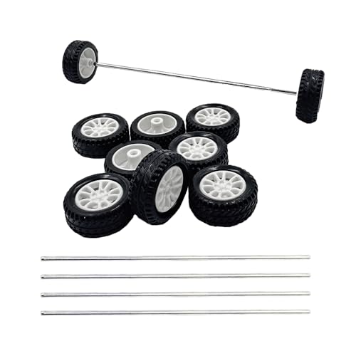 10PCS Small Toy Car Wheels 20mm Rubber Tire with 5PCS Shaft Round Axles for for DIY Model Toy RC Car Accessories (2X20MM) - style: 2X20MM