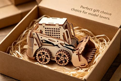 Wooden 3D Puzzle, Creative DIY Model Building Kit for Adults, Handmade Wooden Craft Collectible Ornament, Hobby Gift for Adults & Men, 60 Pieces Bulldozer, Basswood Material